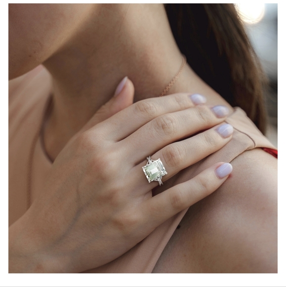 DELMAR STERLING SILVER PASIOLITE & WHITE TOPAZ SIZE 7 1/2 NEW IN BOX ❤ - Picture 9 of 9